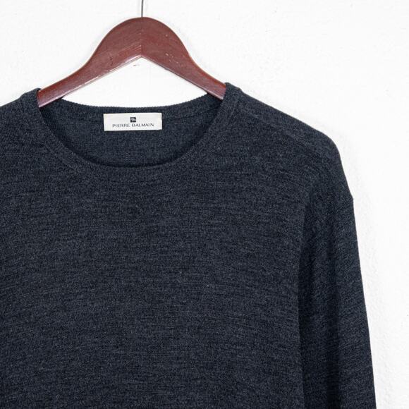 Vtg PIERRE BALMAIN Men's 100% Wool Sweater Charcoal made in Italy 54 - Picture 3 of 6